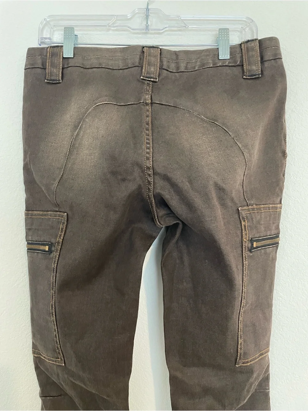 Tory Burch Women’s Dark Brown Slimcargo Pants with Zip Pockets